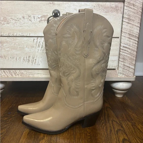 Jeffrey Campbell Dagget Western Boots Taupe Leather | Free People | 10 NWT - Picture 6 of 12